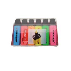 Stabilo Boss Original Highlighters 6 Pack Assorted Colors Chisel Tip New